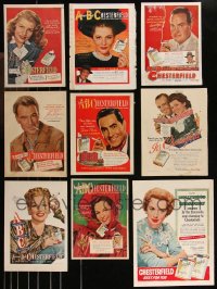 9x0187 LOT OF 9 CHESTERFIELD CIGARETTES MAGAZINE ADS 1940s-1950s Hollywood stars selling smokes!