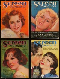 9x0598 LOT OF 4 SCREEN ROMANCES MOVIE MAGAZINES 1930-1933 filled with great images & information!