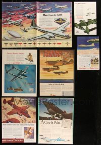 9x0186 LOT OF 7 WWII AVIATION MAGAZINE ADS 1940s Goodyear, Lockheed, Cadillac, cool airplane art!
