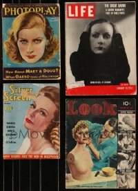 9x0599 LOT OF 4 MAGAZINES WITH GRETA GARBO COVERS 1930s-1950s with great images & articles!