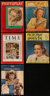 9x0594 LOT OF 5 MAGAZINES WITH BETTE DAVIS COVERS 1930s-1940s with great images & articles!