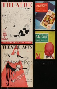 9x0600 LOT OF 4 MAGAZINES WITH AL HIRSCHFELD COVERS 1945-1957 Theatre Arts, The American Mercury!