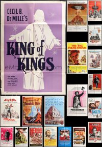 9x0294 LOT OF 24 FOLDED BIBLE AND RELIGION RELATED ONE-SHEETS 1960s-1980s cool movie images!
