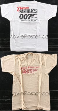 9x0192 LOT OF 2 JAMES BOND T-SHIRTS 1983-1989 Octopussy, License to Kill, cool martini tie-in!