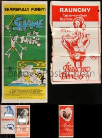 9x0216 LOT OF 5 FOLDED SEXPLOITATION AUSTRALIAN DAYBILLS 1970s sexy images with some nudity!