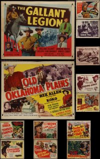 9x1095 LOT OF 15 FORMERLY FOLDED COWBOY WESTERN HALF-SHEETS 1940s-1950s a variety of movie images!