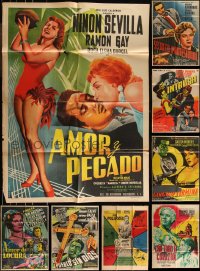9x0111 LOT OF 12 FOLDED MEXICAN POSTERS 1950s-1960s great images from a variety of movies!
