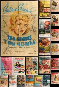 9x0088 LOT OF 20 FOLDED ARGENTINEAN POSTERS 1950s-1960s great images from a variety of movies!