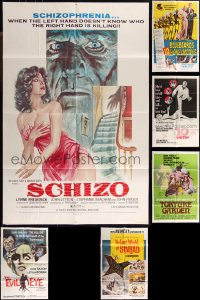 9x0322 LOT OF 6 FOLDED HORROR/SCI-FI ONE-SHEETS 1960s-1970s great images from several movies!
