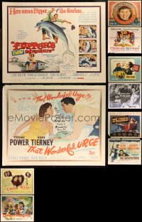 9x1105 LOT OF 12 UNFOLDED AND FORMERLY FOLDED HALF-SHEETS 1940s-1960s a variety of movie images!