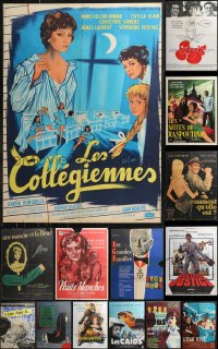 9x1124 LOT OF 17 FORMERLY FOLDED 23X32 FRENCH POSTERS 1950s-1970s a variety of movie images!