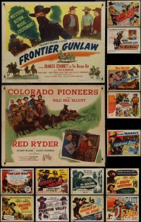 9x1082 LOT OF 19 FORMERLY FOLDED COWBOY WESTERN HALF-SHEETS 1940s-1960s a variety of movie images!