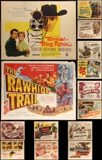 9x1099 LOT OF 14 MOSTLY FORMERLY FOLDED COWBOY WESTERN HALF-SHEETS 1940s-1950s cool movie images!