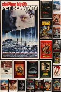 9x0284 LOT OF 30 FOLDED HORROR/SCI-FI ONE-SHEETS 1960s-1990s great images from several movies!
