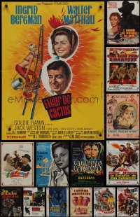9x1123 LOT OF 20 FORMERLY FOLDED 23X32 FRENCH POSTERS 1960s-1970s a variety of movie images!