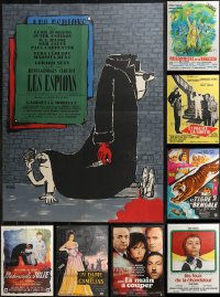 9x1127 LOT OF 13 FORMERLY FOLDED 23X32 FRENCH POSTERS 1950s-1970s a variety of cool movie images!
