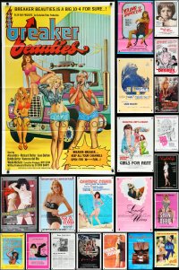 9x0232 LOT OF 84 FOLDED SEXPLOITATION ONE-SHEETS 1970s-1980s sexy images with some nudity!