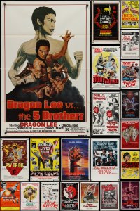 9x0288 LOT OF 27 FOLDED KUNG FU ONE-SHEETS 1970s-1980s great images from martial arts movies!