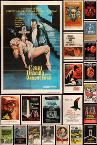 9x0282 LOT OF 31 FOLDED HORROR/SCI-FI ONE-SHEETS 1960s-1970s great images from several movies!