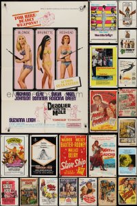 9x0261 LOT OF 57 FOLDED ONE-SHEETS 1940s-1970s great images from a variety of different movies!