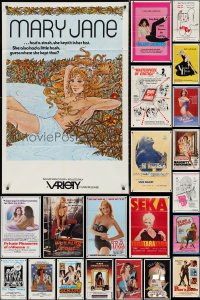 9x0235 LOT OF 82 FOLDED SEXPLOITATION ONE-SHEETS 1970s-1980s sexy images with some nudity!