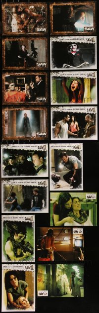 9x0344 LOT OF 21 FRENCH LOBBY CARDS FROM SAW SERIES 2000s three complete sets, gruesome images!