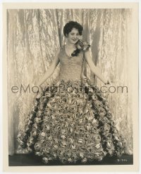 9y1127 BILLIE DOVE 8x10 still 1944 full-length modeling a bouffant skirt of 500 linen & silk roses!