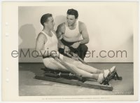 9y1128 BING CROSBY candid 8x11 key book still 1936 on new rowing machine with physical instructor!