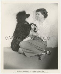 9y1158 CLAUDETTE COLBERT 8.25x10 still 1934 she's Hollywood's most beautiful woman, with poodle dog!