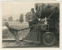 9y1339 TELL IT TO SWEENEY candid 8x10 still 1927 Chester Conklin pretends to pull train for Bancroft