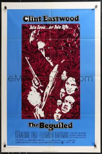 9y1472 BEGUILED 1sh 1971 cool psychedelic art of Clint Eastwood & Geraldine Page, Don Siegel