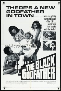9y1484 BLACK GODFATHER 1sh R1970s the FBI, foxy chicks and the Mafia want his body!
