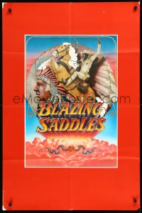 9y1488 BLAZING SADDLES teaser 1sh 1974 Mel Brooks western, cast montage with huge red borders!