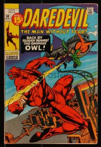 9y0207 DAREDEVIL #80 comic book September 1971 back by reader demand, The Ominous Owl by Gene Colan!