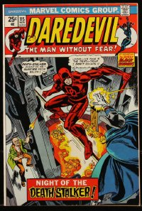 9y0210 DAREDEVIL #115 comic book Nov 1974 Night of the Death Stalker, ad for Wolverine in Hulk 181!