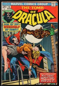 9y0242 TOMB OF DRACULA #18 comic book March 1974 man by day, Werewolf by Night crossover!