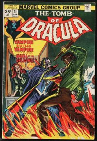 9y0245 TOMB OF DRACULA #21 comic book June 1974 Blade appearance, vampire battles vampire!