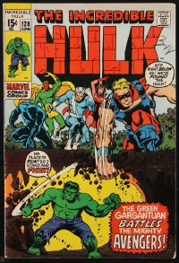 9y0055 INCREDIBLE HULK #128 comic book June 1970 the Green Gargantuan battles the mighty Avengers!