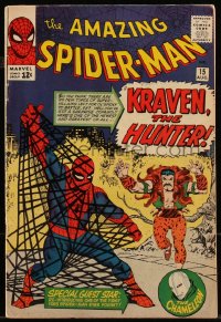 9y0070 SPIDER-MAN #15 comic book August 1964 first appearance of Kraven the Hunter by Steve Ditko!