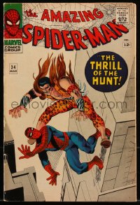 9y0085 SPIDER-MAN #34 comic book March 1966 Kraven the Hunter, The Thrill of the Hunt by Steve Ditko!