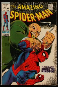 9y0120 SPIDER-MAN #69 comic book February 1969 Mission: Crush the Kingpin by John Romita!