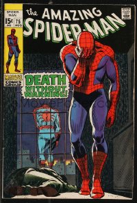 9y0125 SPIDER-MAN #75 comic book August 1969 Death Without Warning by Jim Mooney!