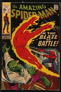 9y0127 SPIDER-MAN #77 comic book Oct 1969 Human Torch crossover, In the Blaze of Battle by Mooney!