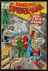 9y0141 SPIDER-MAN #92 comic book January 1971 Iceman crossover by Gil Kane & John Romita!