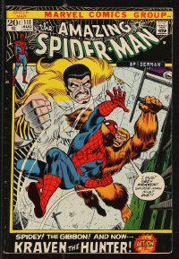 9y0159 SPIDER-MAN #111 comic book August 1972 Kraven the Hunter by John Romita!