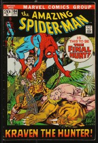 9y0152 SPIDER-MAN #104 comic book January 1972 Kraven the Hunter, The Final Hunt by Gil Kane!