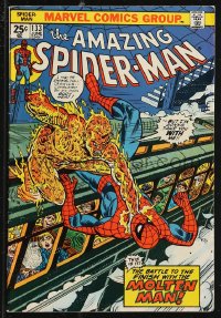 9y0180 SPIDER-MAN #133 comic book June 1974 Battle to the Finish with The Molten Man by Ross Andru!