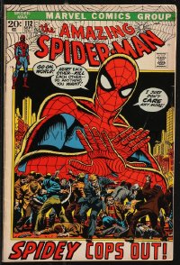9y0160 SPIDER-MAN #112 comic book September 1972 Spidey Cops Out by John Romita!