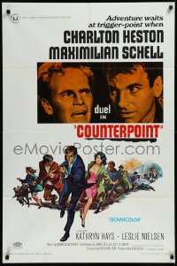 9y1535 COUNTERPOINT 1sh 1968 Charlton Heston, Maximilian Schell, adventure waits at trigger point!