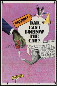 9y1538 DAD CAN I BORROW THE CAR 1sh 1970 cool Walt Disney short about learning to drive!